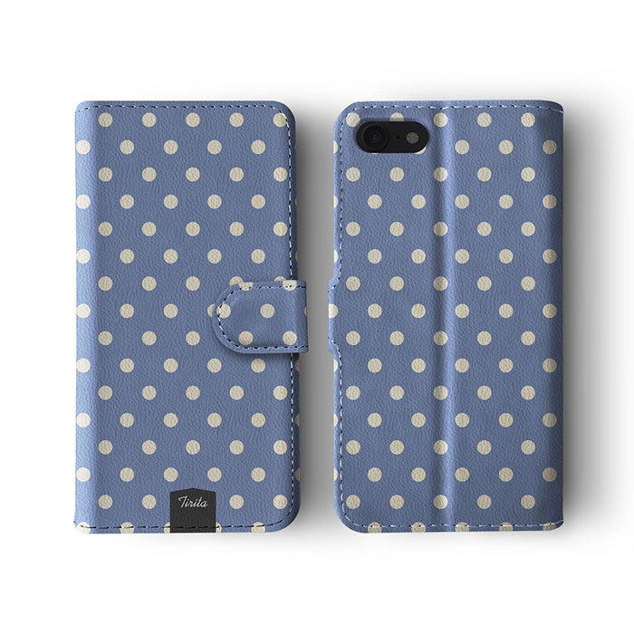 Wallet Flip Case Polka Dot Classic Blue White