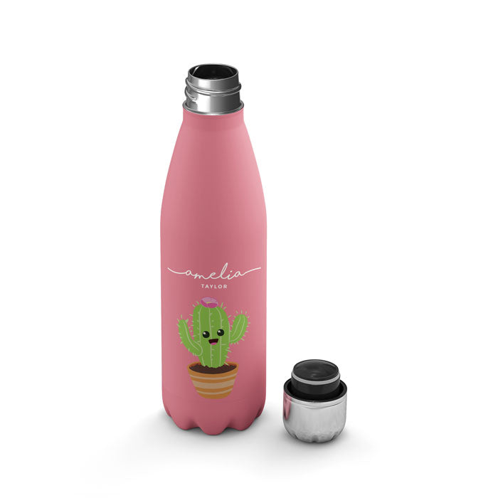 Personalised Water Bottle - Cactus Cacto Potted Kawaii