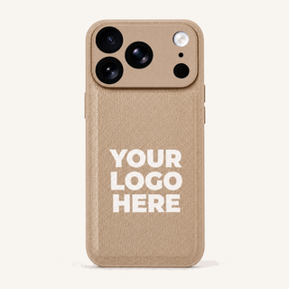 Beige vegan leather iPhone case with your logo printed, corporate gift