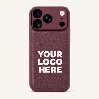 Burgundy vegan leather iPhone case with your logo printed, corporate gift