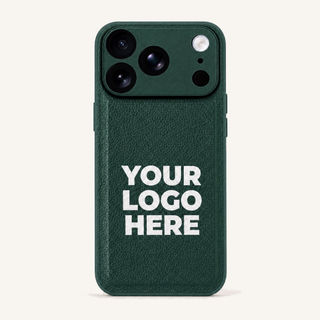 Green vegan leather iPhone case with your logo printed, corporate gift
