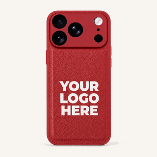 Red vegan leather iPhone case with your logo printed, corporate gift