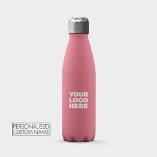 Pink 500ml insulated bottle with your logo printed