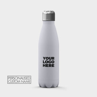 White 500ml insulated bottle with your logo printed