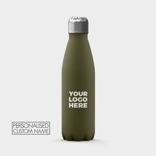 Army Green 500ml insulated bottle with your logo printed