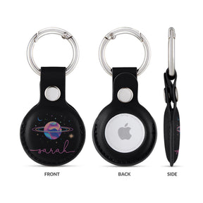 Personalised AirTag Case Keyring Holder Keychain Holder for Air Tag Tracking Device Planet Colourful Space on Black