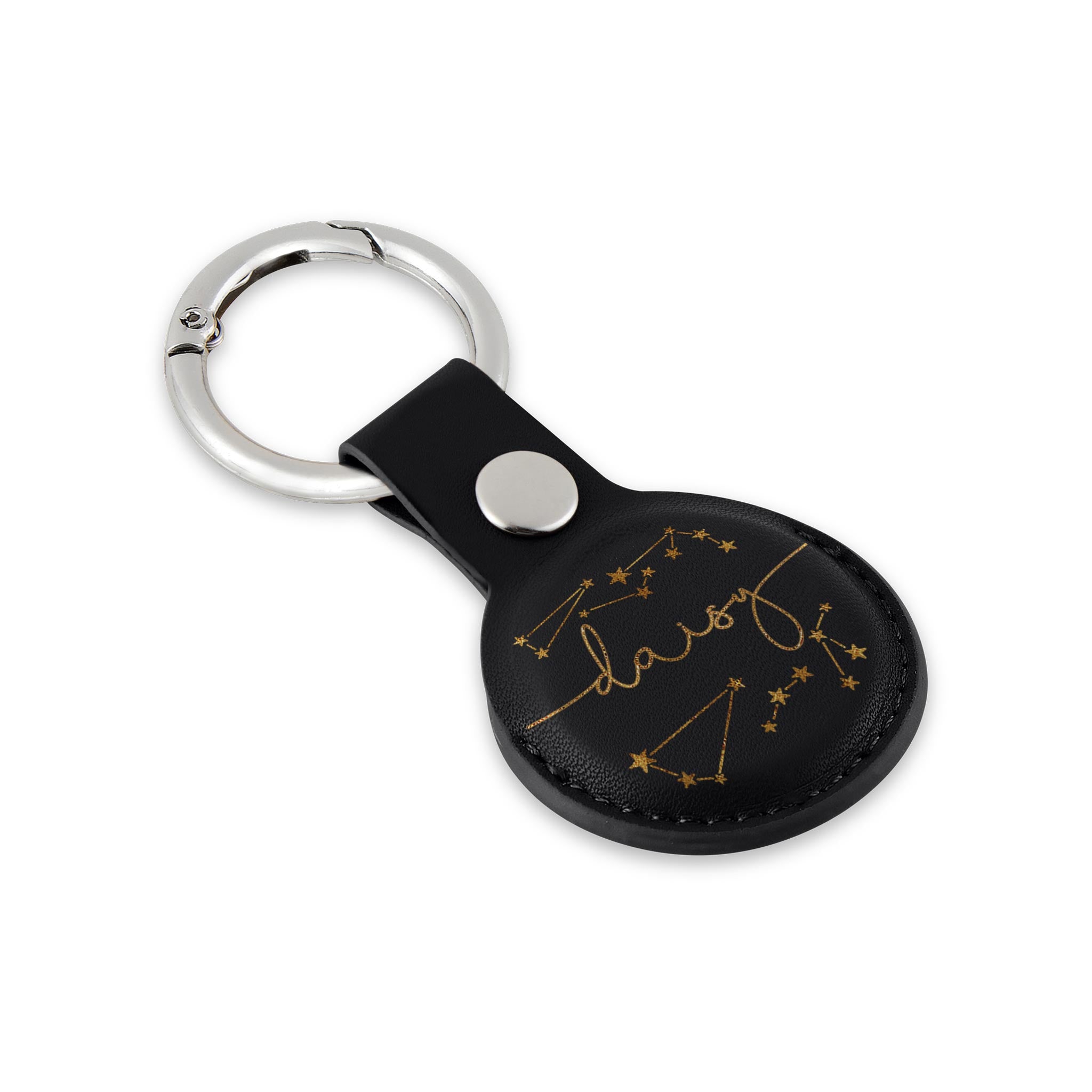 Personalised AirTag Case Keyring Holder Keychain Holder for Air Tag Tracking Device Sarts Galaxy Gold on Black