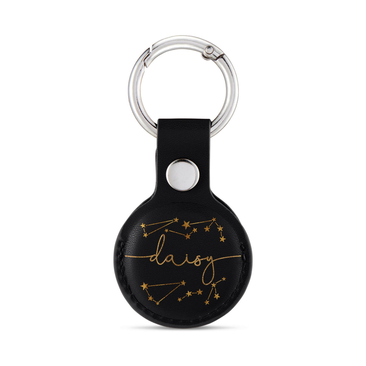 Personalised AirTag Case Keyring Holder Keychain Holder for Air Tag Tracking Device Sarts Galaxy Gold on Black