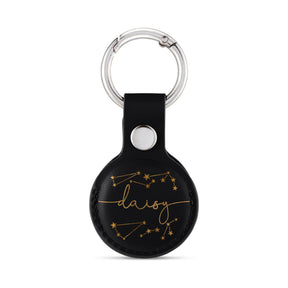 Personalised AirTag Case Keyring Holder Keychain Holder for Air Tag Tracking Device Sarts Galaxy Gold on Black