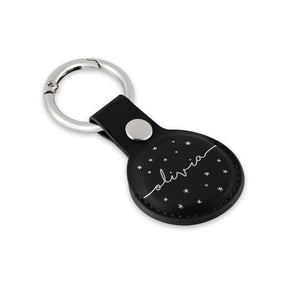 Personalised AirTag Case Keyring Holder Keychain Holder for Air Tag Tracking Device Stars Starry Sky Name on Black