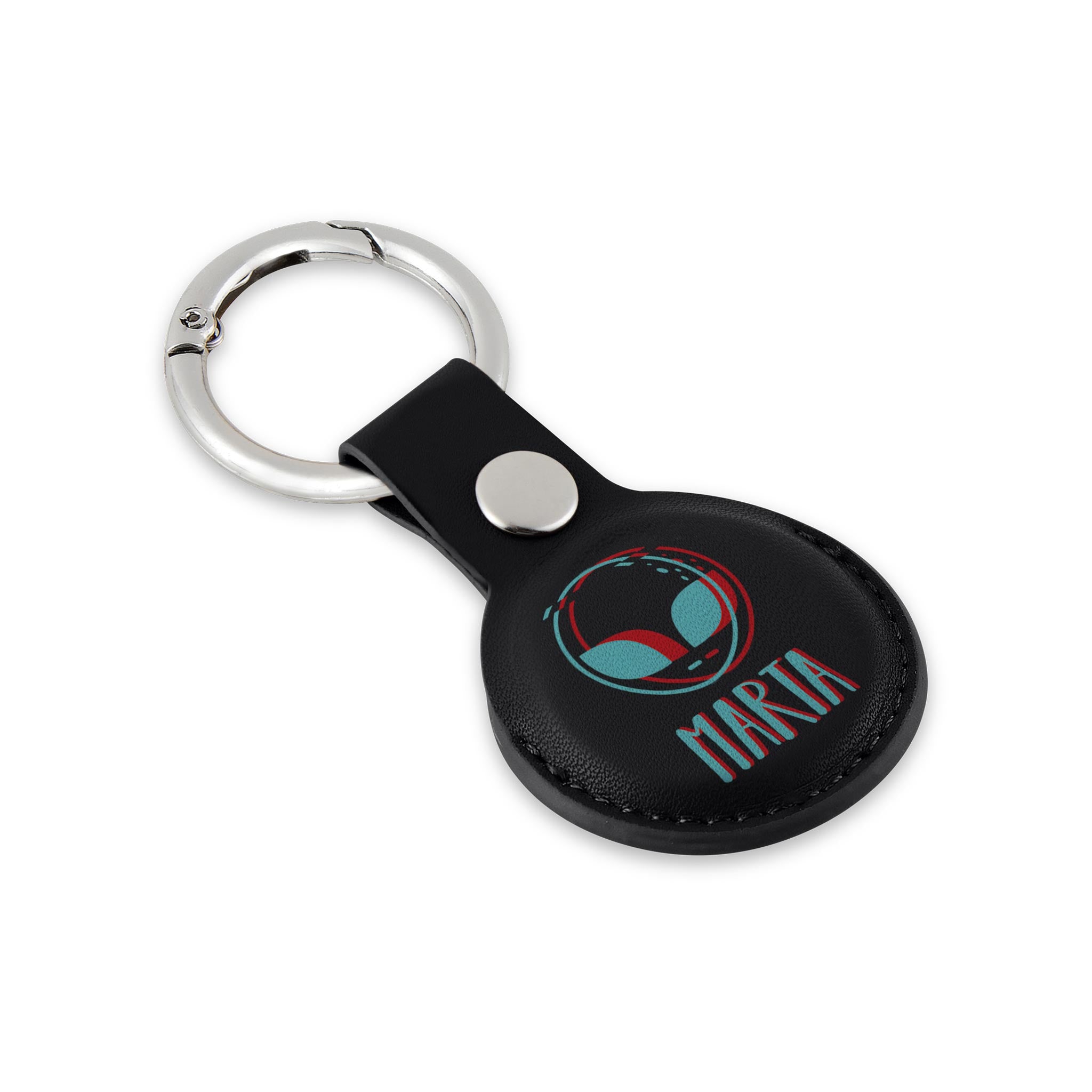 Personalised AirTag Case Keyring Holder Keychain Holder for Air Tag Tracking Device Alien Bold Name on Black