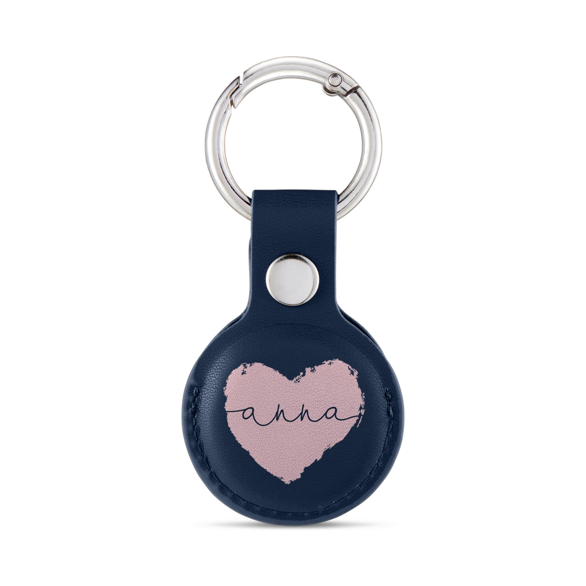 Personalised AirTag Case Keyring Holder Keychain Holder for Air Tag Tracking Device Heart Pink Love Name on Blue