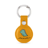 Personalised AirTag Case Keyring Holder Keychain Holder for Air Tag Tracking Device Dinosaur Kawaii Name on Yellow