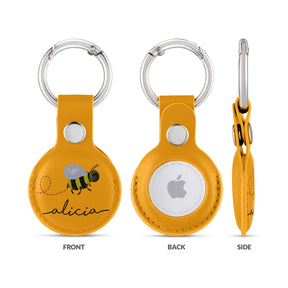 Personalised AirTag Case Keyring Holder Keychain Holder for Air Tag Tracking Device Honey Bee Bumblebee on Yellow