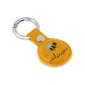 Personalised AirTag Case Keyring Holder Keychain Holder for Air Tag Tracking Device Honey Bee Bumblebee on Yellow