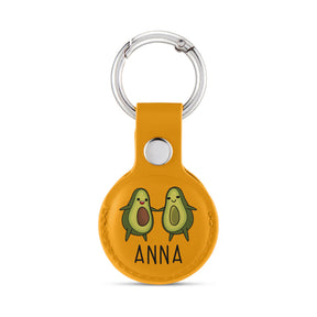 Personalised AirTag Case Keyring Holder Keychain Holder for Air Tag Tracking Device Kawaii Avocado Name on Yellow