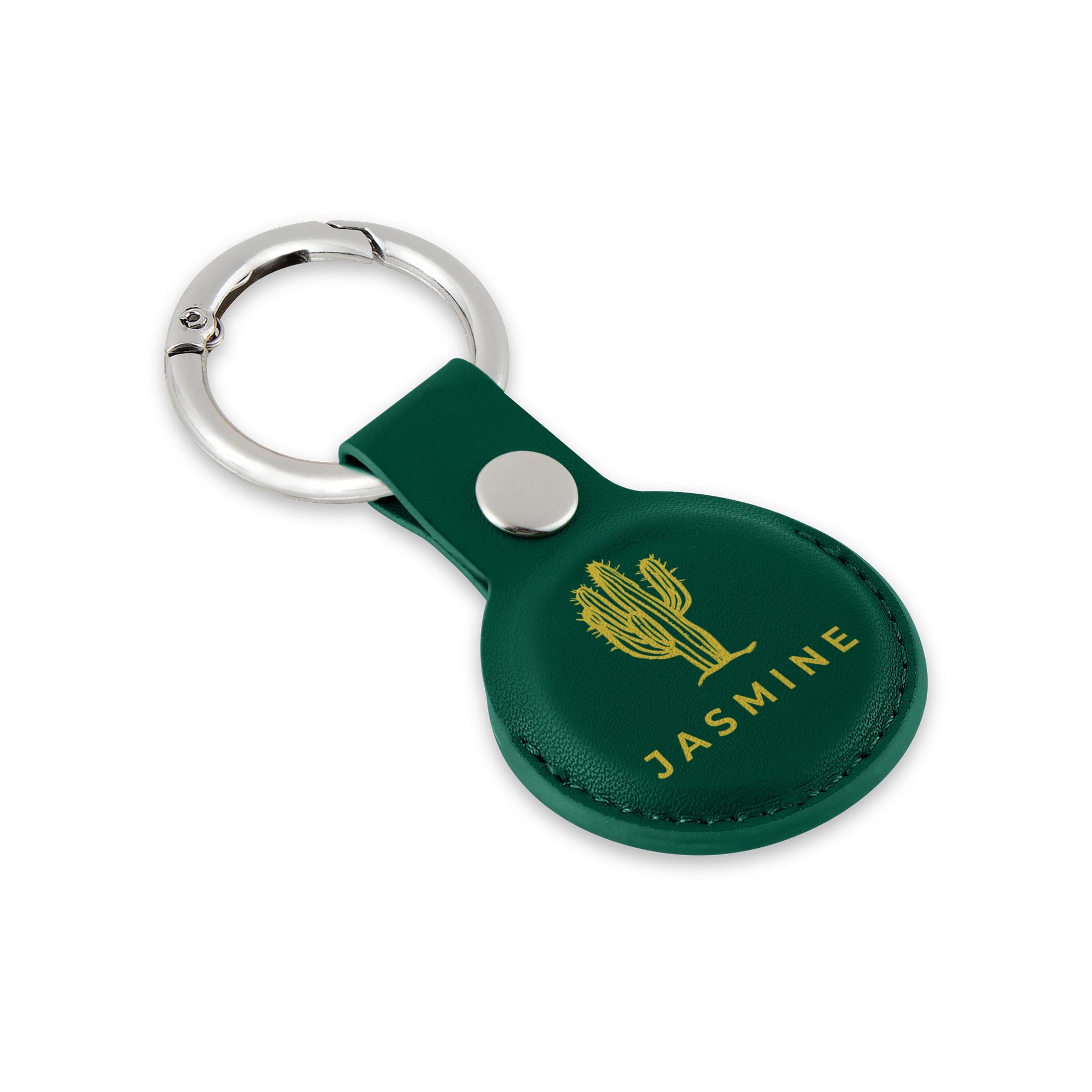 Personalised AirTag Case Keyring Holder Keychain Holder for Air Tag Tracking Device Cactus Name on Green