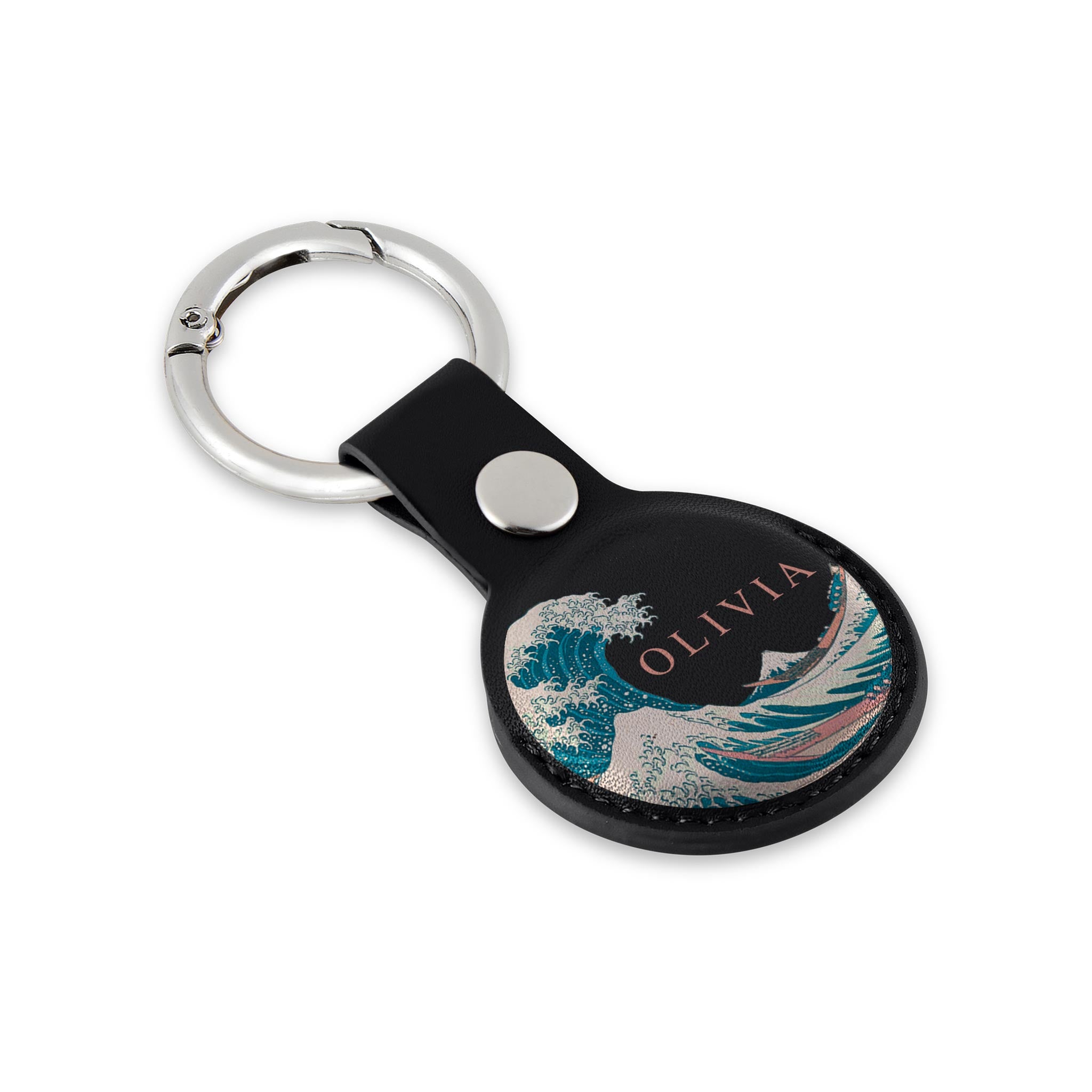 Personalised AirTag Case Keyring Holder Keychain Holder for Air Tag Tracking Device The Great Wave off Kanagawa Hokusai