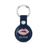 Personalised AirTag Case Keyring Holder Keychain Holder for Air Tag Tracking Device Lips KIss Name on Blue