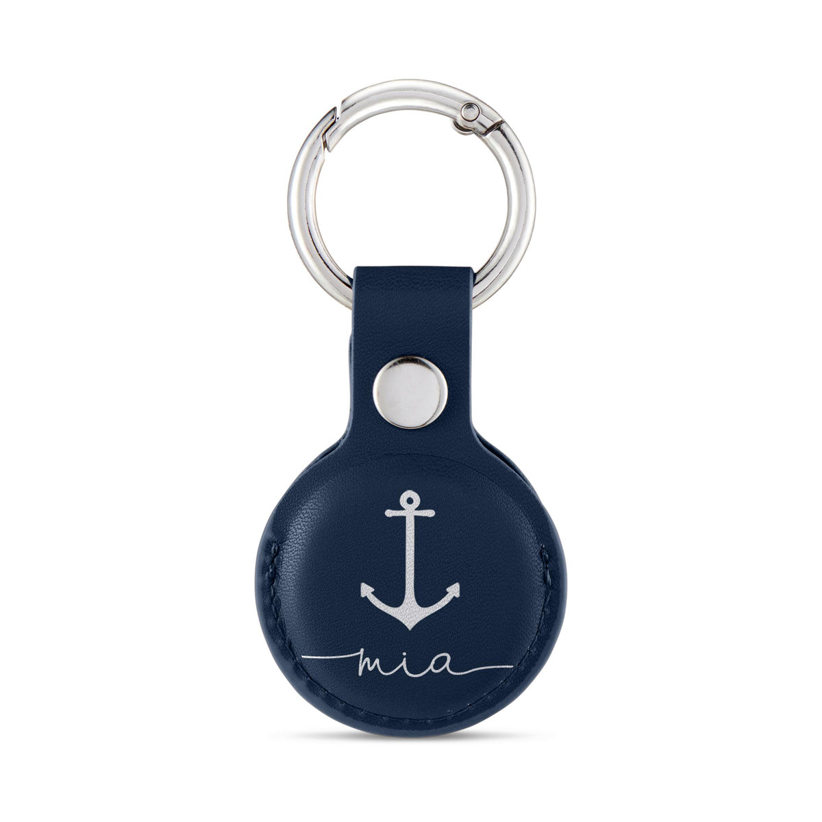 Personalised AirTag Case Keyring Holder Keychain Holder for Air Tag Tracking Device Anchor Nautical Name on Blue