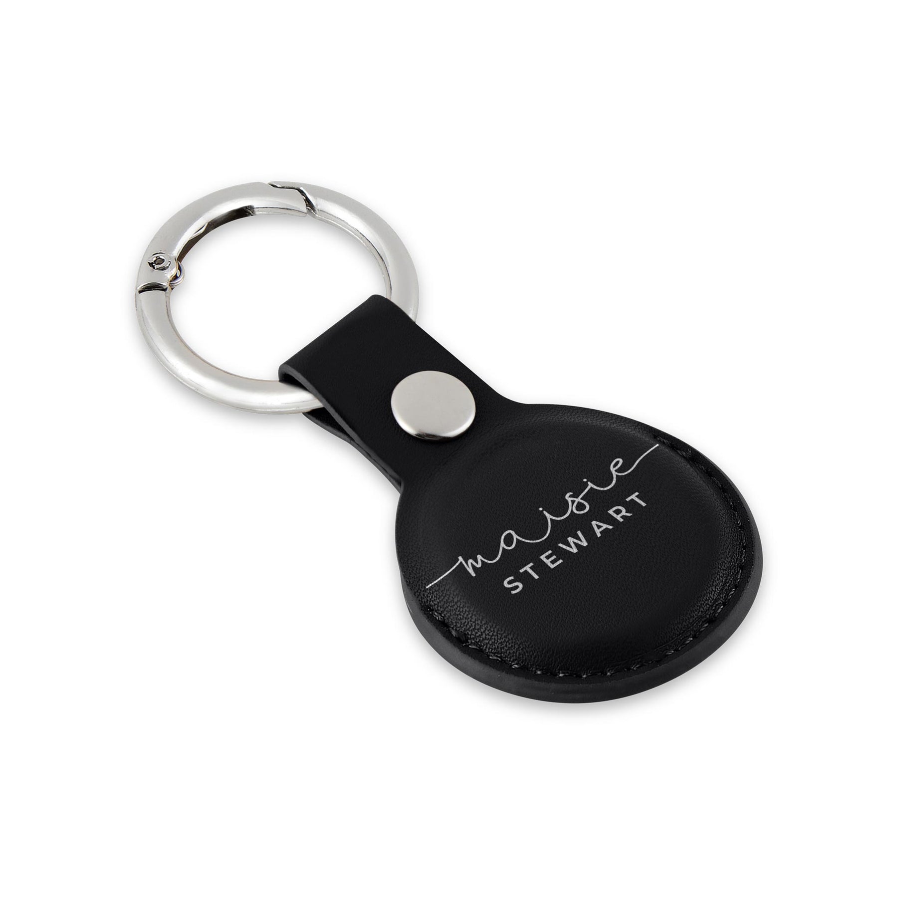 Personalised AirTag Case Keyring Holder Keychain Holder for AirTag Tracking Device Name Handwritten on Black