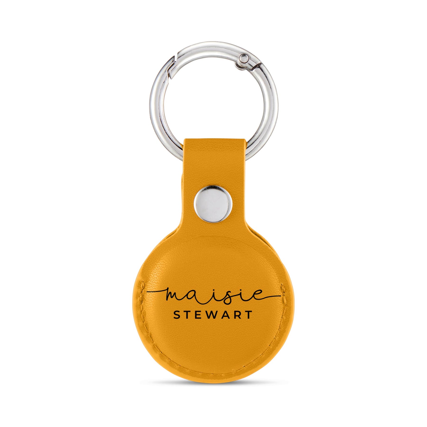 Personalised AirTag Case Keyring Holder Keychain Holder for Air Tag Tracking Device Name Handwritten on Yellow