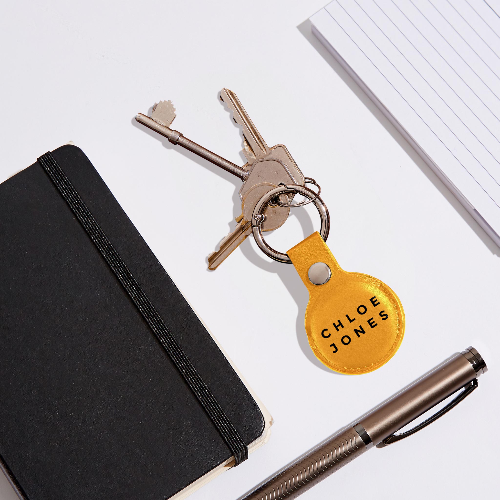 Personalised AirTag Case Keyring Holder Keychain Holder for Air Tag Tracking Device Name Bold on Yellow