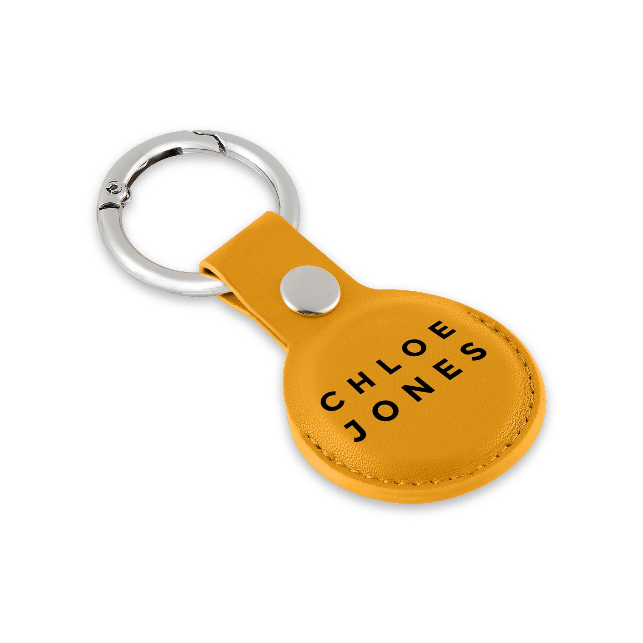 Personalised AirTag Case Keyring Holder Keychain Holder for Air Tag Tracking Device Name Bold on Yellow