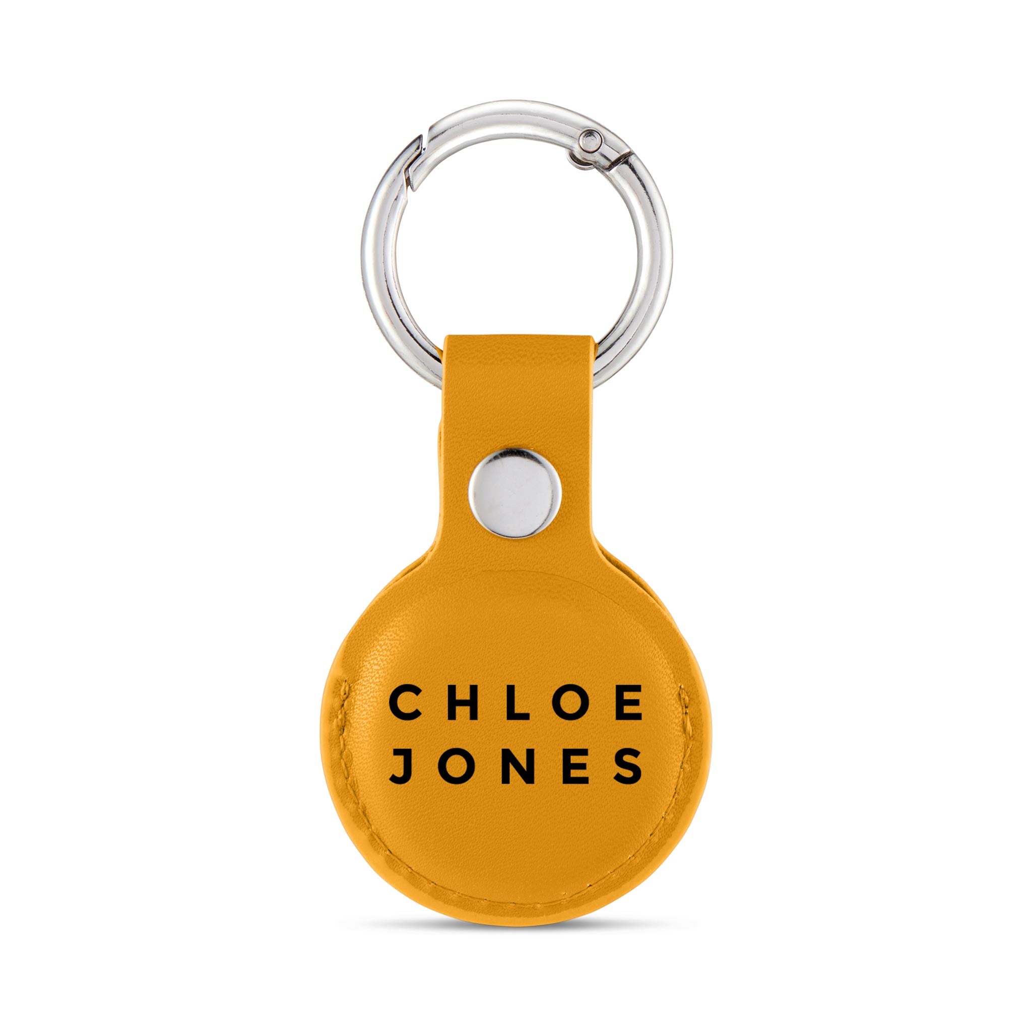 Personalised AirTag Case Keyring Holder Keychain Holder for Air Tag Tracking Device Name Bold on Yellow