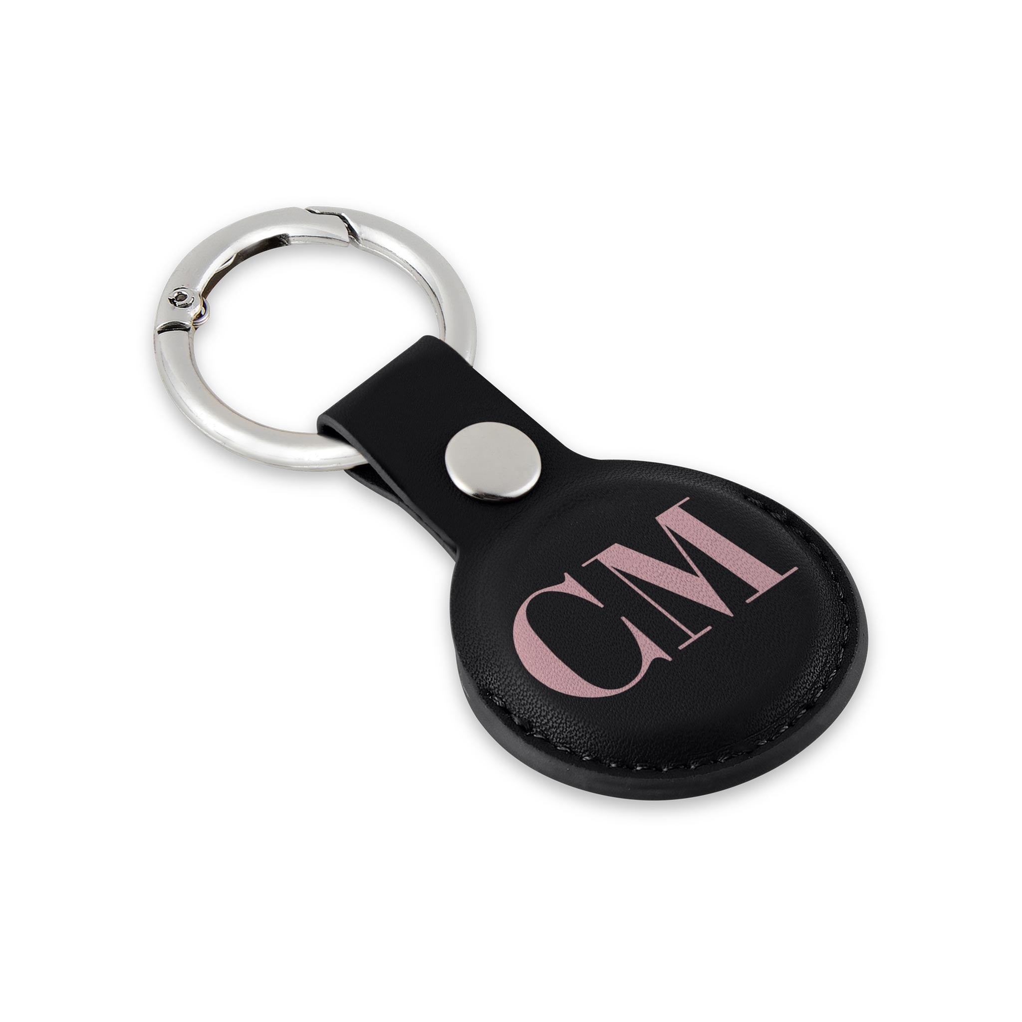 Personalised AirTag Case Keyring Holder Keychain Holder for Air Tag Tracking Device Monogram Initials on Black