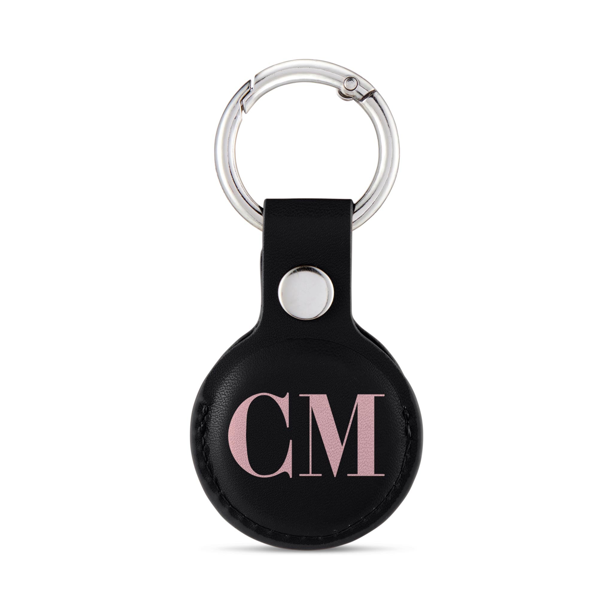 Personalised AirTag Case Keyring Holder Keychain Holder for Air Tag Tracking Device Monogram Initials on Black