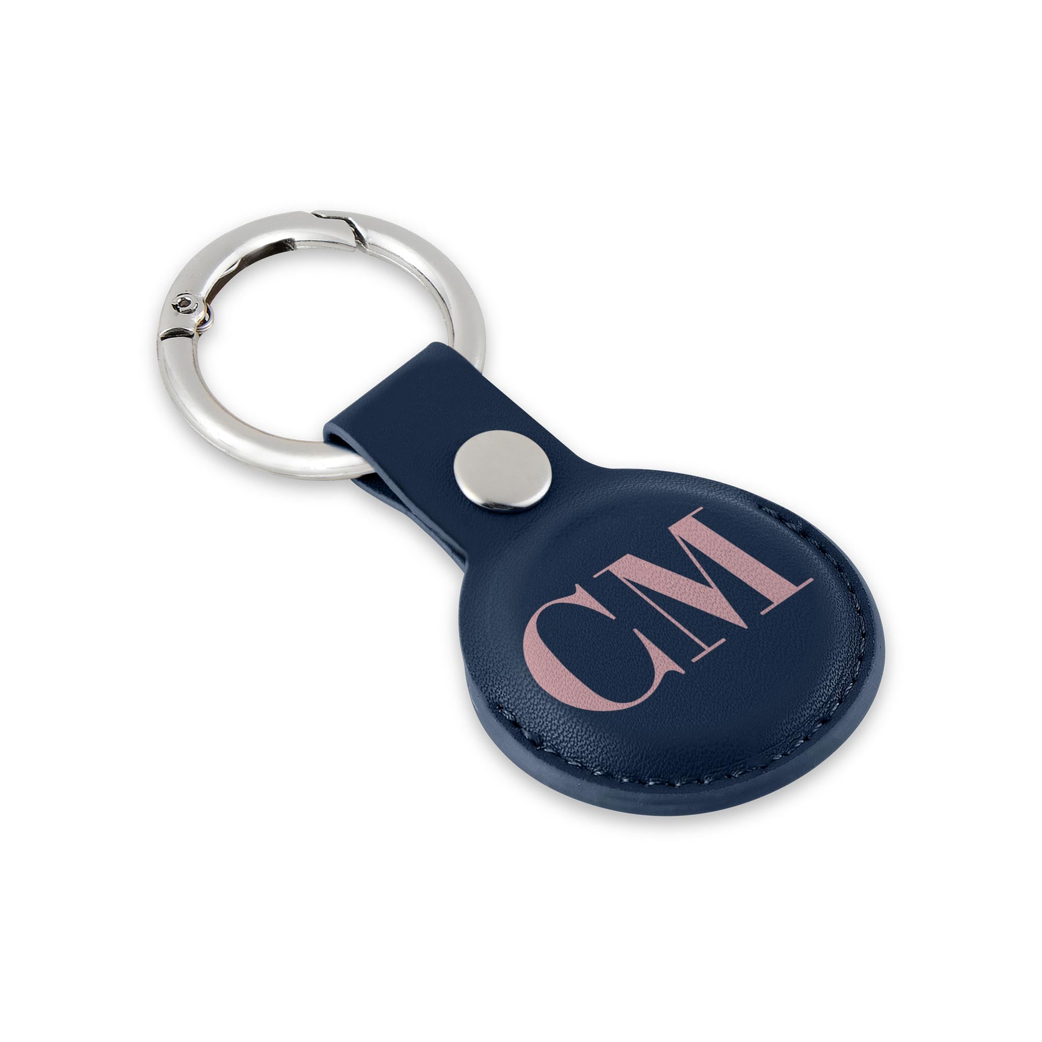 Personalised AirTag Case Keyring Holder Keychain Holder for Air Tag Tracking Device Monogram Initials on Blue