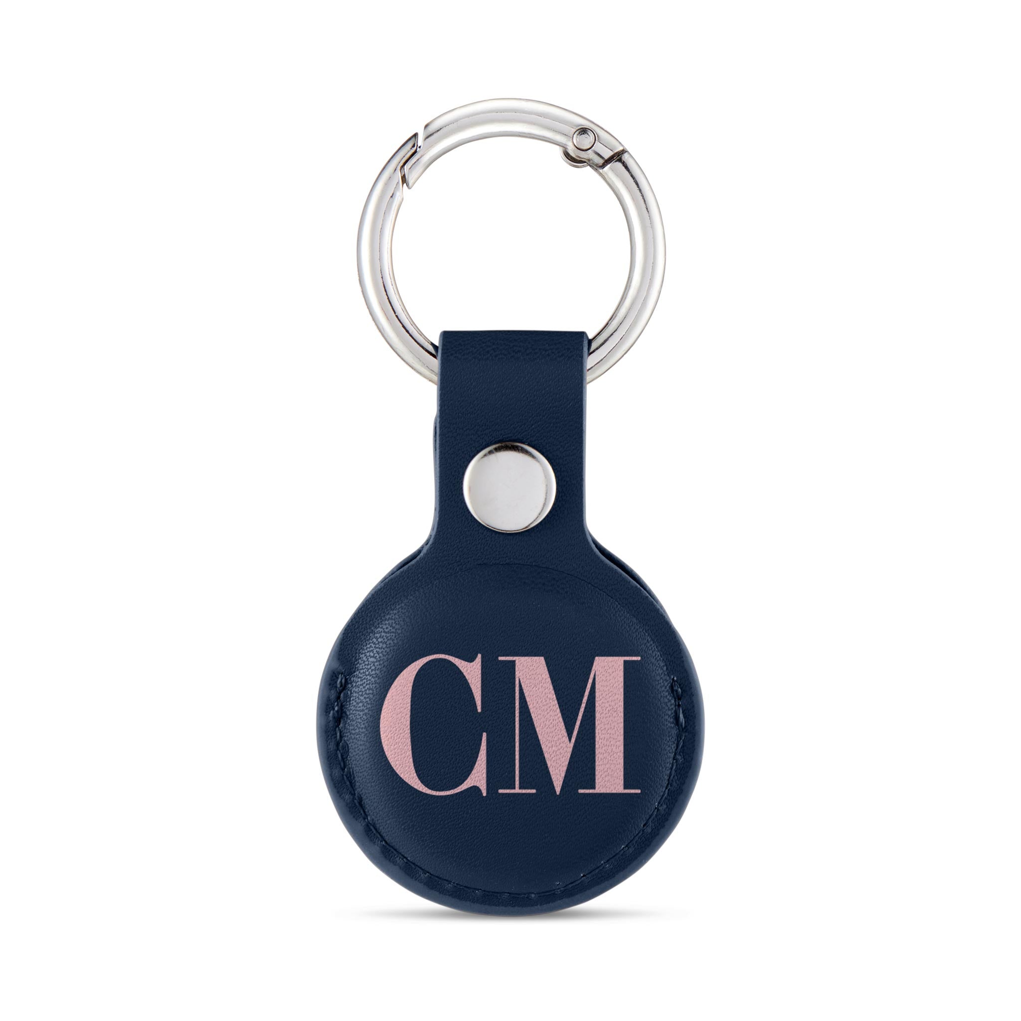 Personalised AirTag Case Keyring Holder Keychain Holder for Air Tag Tracking Device Monogram Initials on Blue