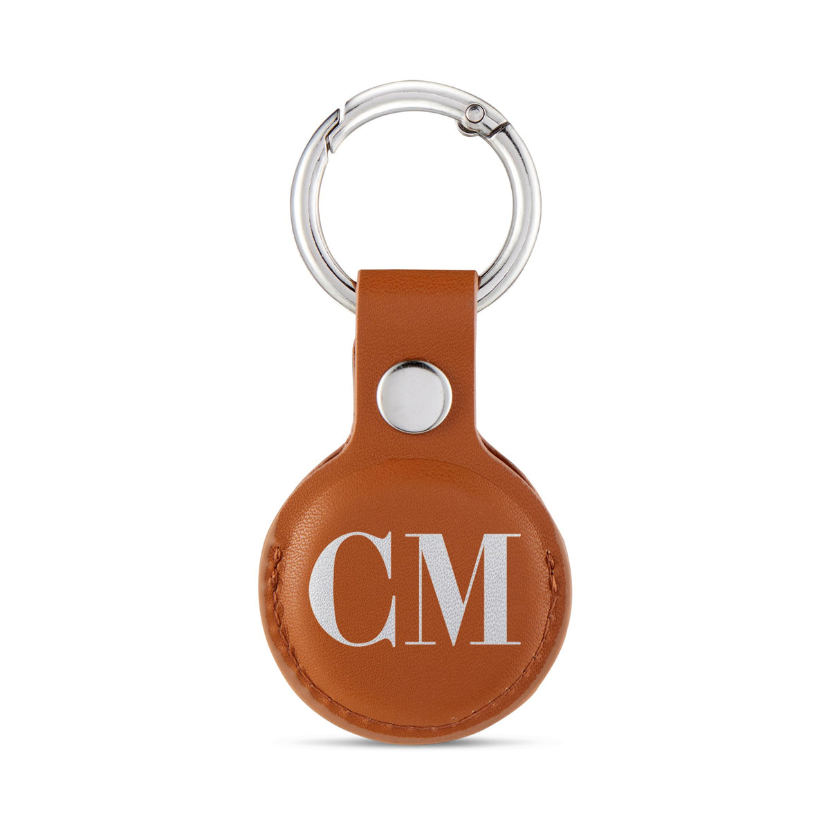 Personalised AirTag Case Keyring Holder Keychain Holder for Air Tag Tracking Device Monogram Initials on Brown