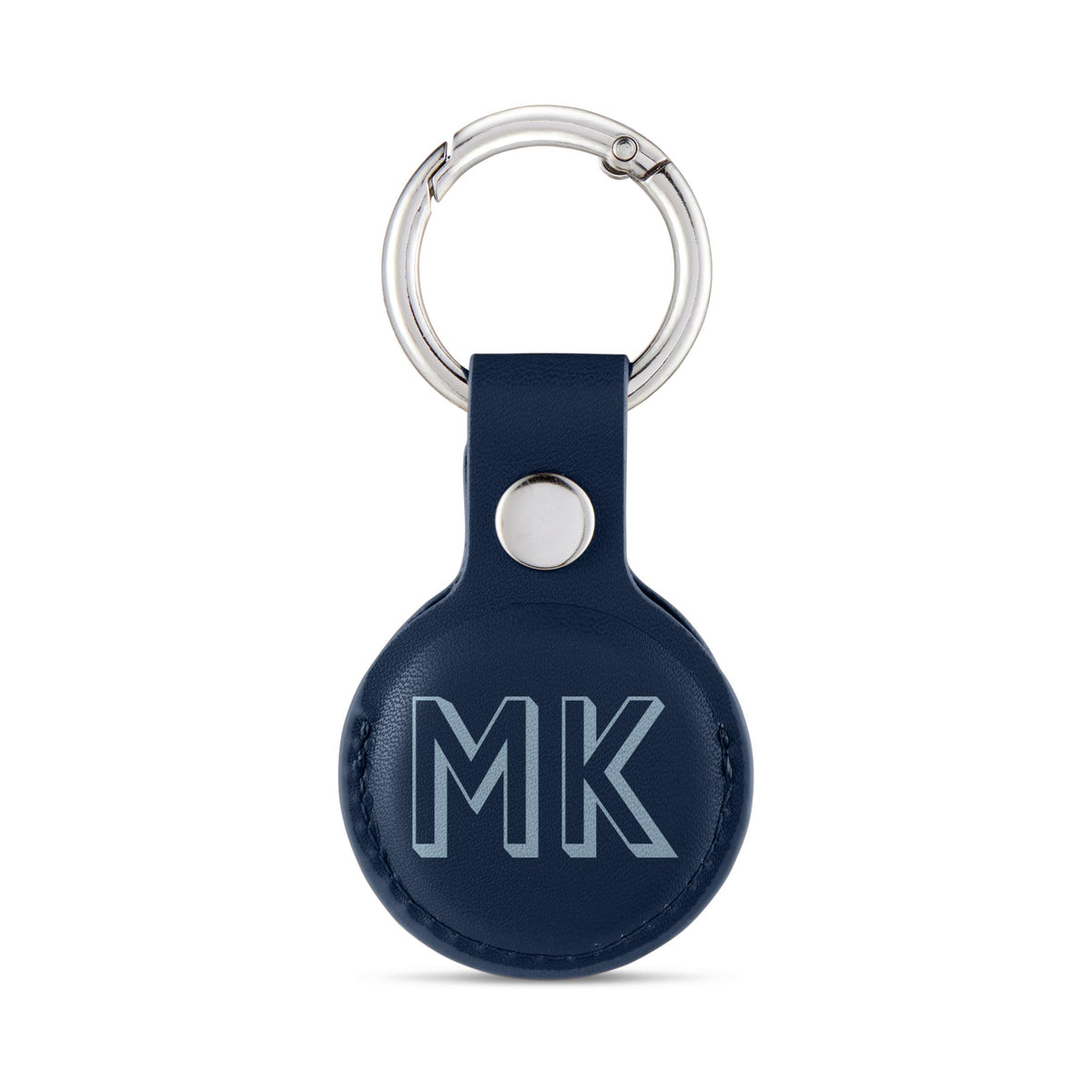 Personalised AirTag Case Keyring Holder Keychain Holder for Air Tag Tracking Device Initials Hollow Bold on Blue