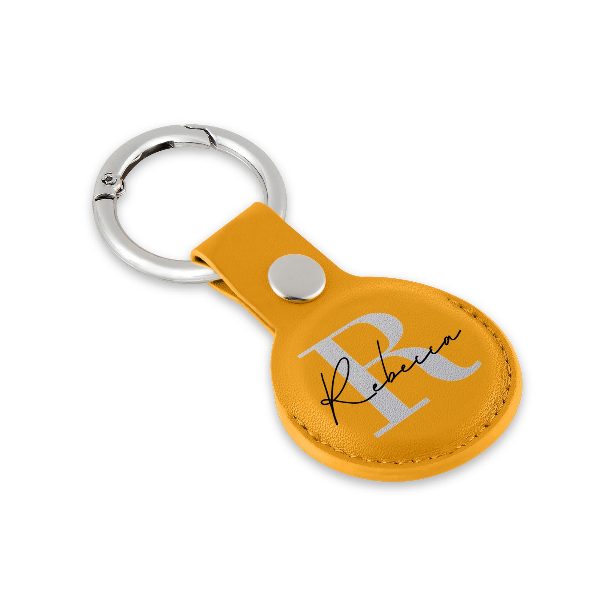 Personalised AirTag Case Keyring Holder Keychain Holder for Air Tag Tracking Device Name Initial on Yellow