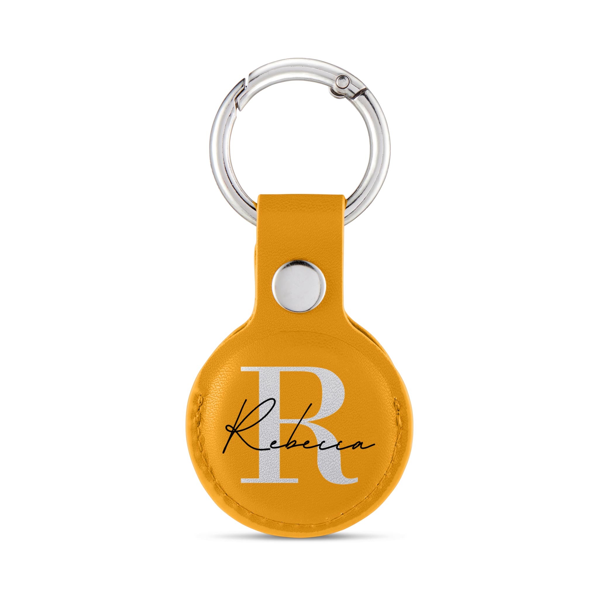 Personalised AirTag Case Keyring Holder Keychain Holder for Air Tag Tracking Device Name Initial on Yellow