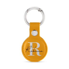 Personalised AirTag Case Keyring Holder Keychain Holder for Air Tag Tracking Device Name Initial on Yellow