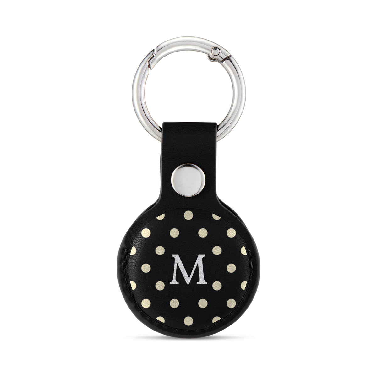 Personalised AirTag Case Keyring Holder Keychain Holder for Air Tag Tracking Device Polka Dots Name on Black