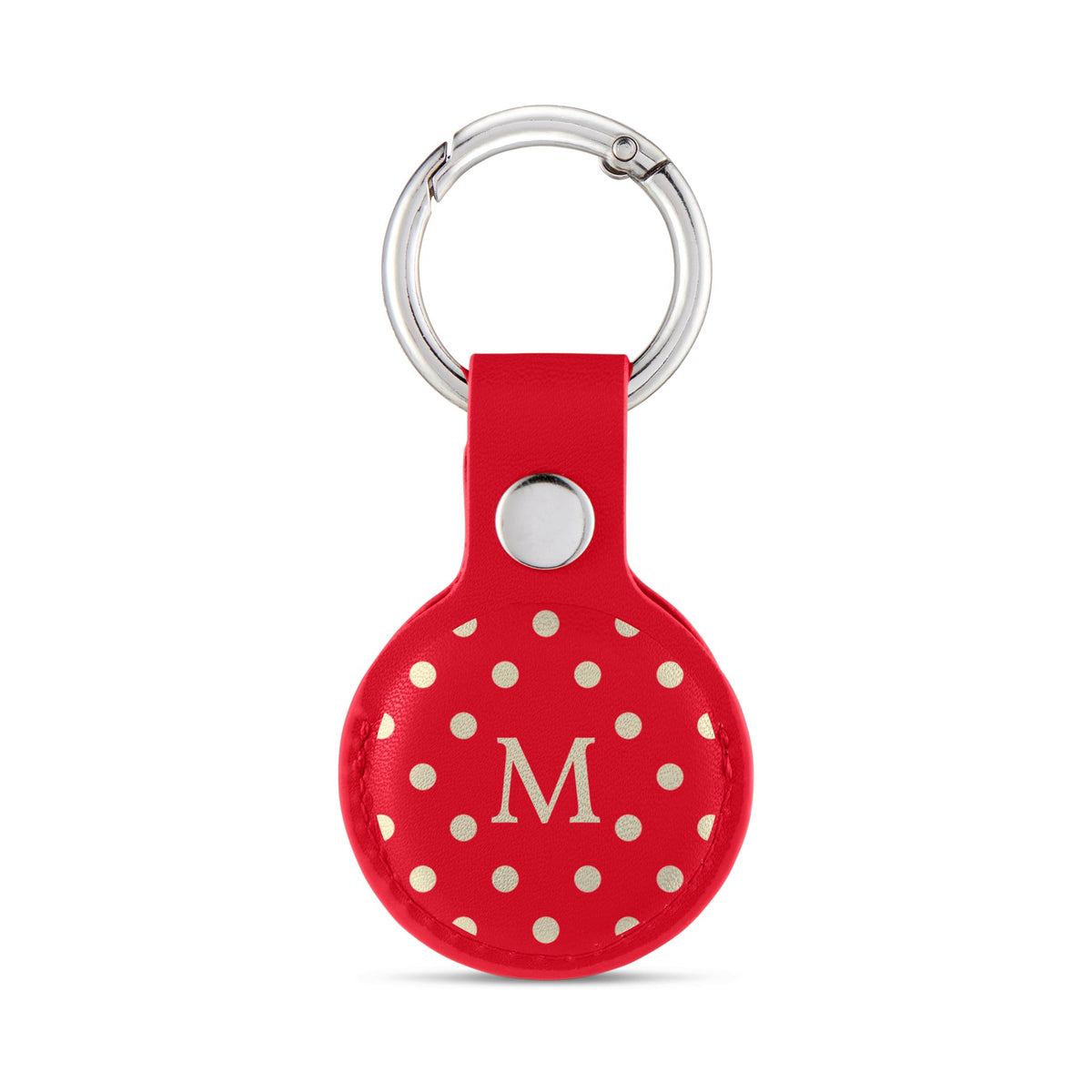 Personalised AirTag Case Keyring Holder Keychain Holder for Air Tag Tracking Device Polka Dots Name on Red