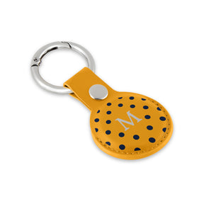 Personalised AirTag Case Keyring Holder Keychain Holder for Air Tag Tracking Device Polka Dots Name on Yellow