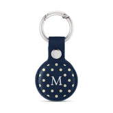 Personalised AirTag Case Keyring Holder Keychain Holder for Air Tag Tracking Device Polka Dots Name on Blue