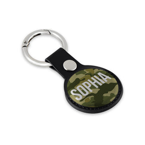 Personalised AirTag Case Keyring Holder Keychain Holder for Air Tag Tracking Device Camo Army Green Name on Black