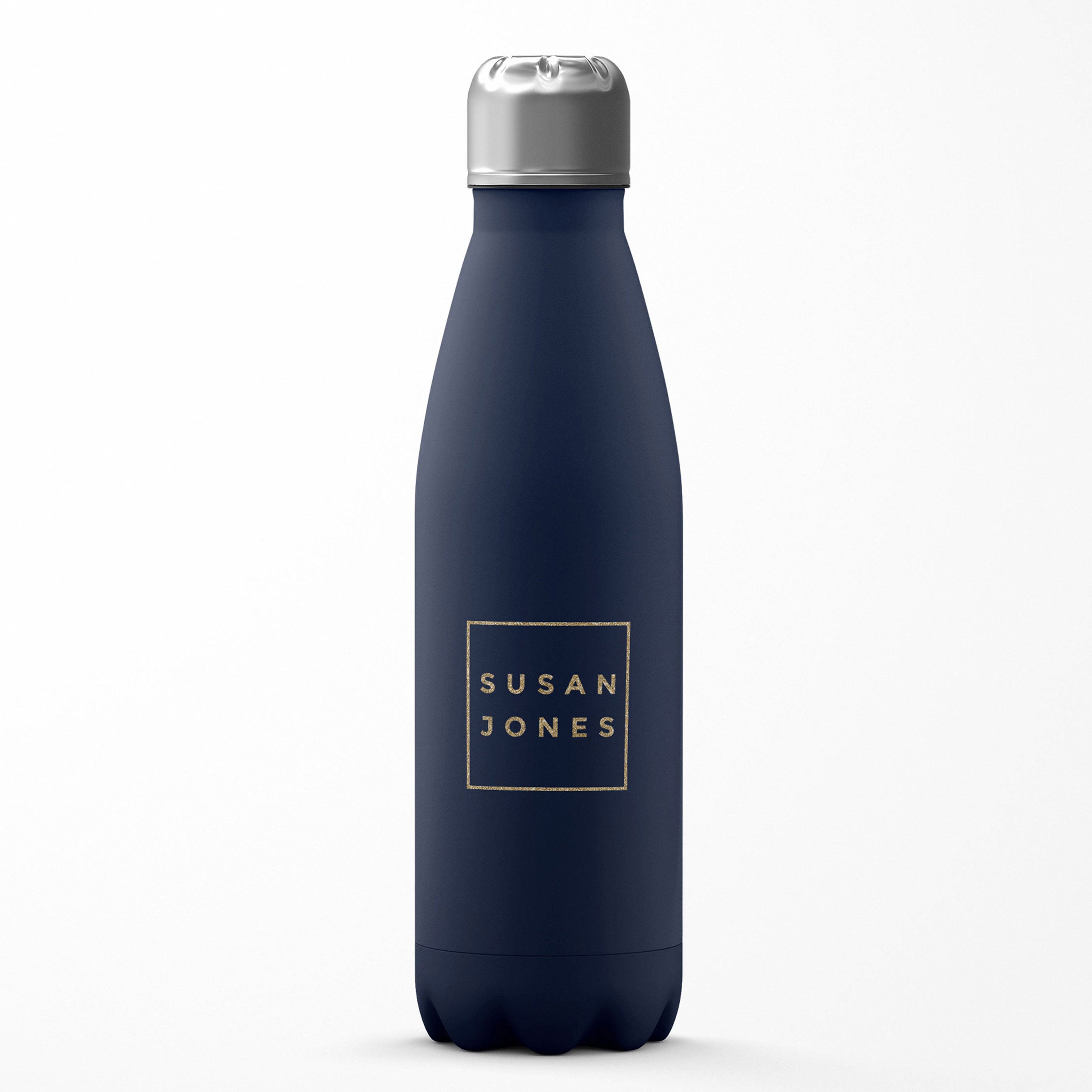 Personalised Water Bottle Name Golden in Square