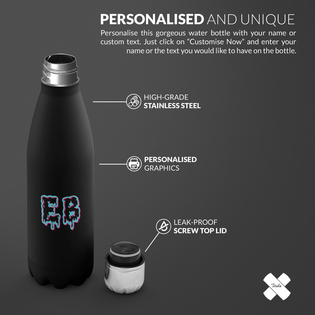 Personalised Water Bottle Melting Creepy Font