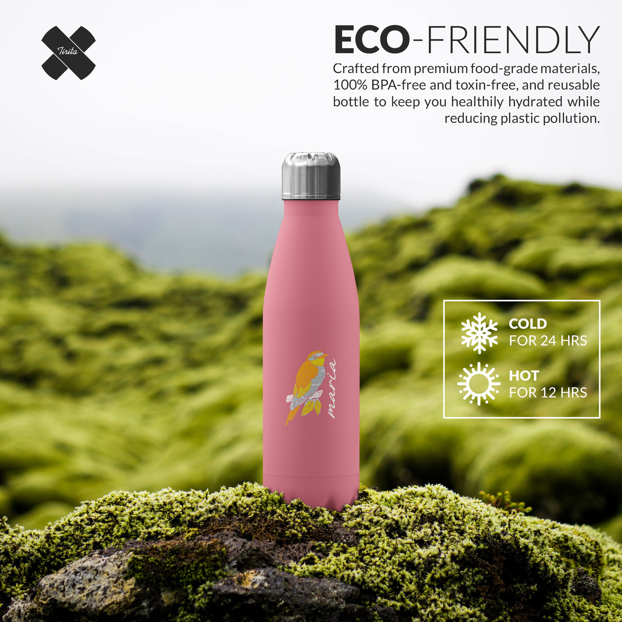 Personalised Water Bottle Exotic Bird