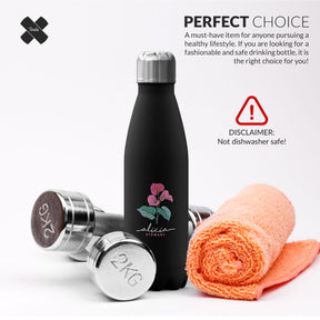 Personalised Water Bottle Flamingo Flower