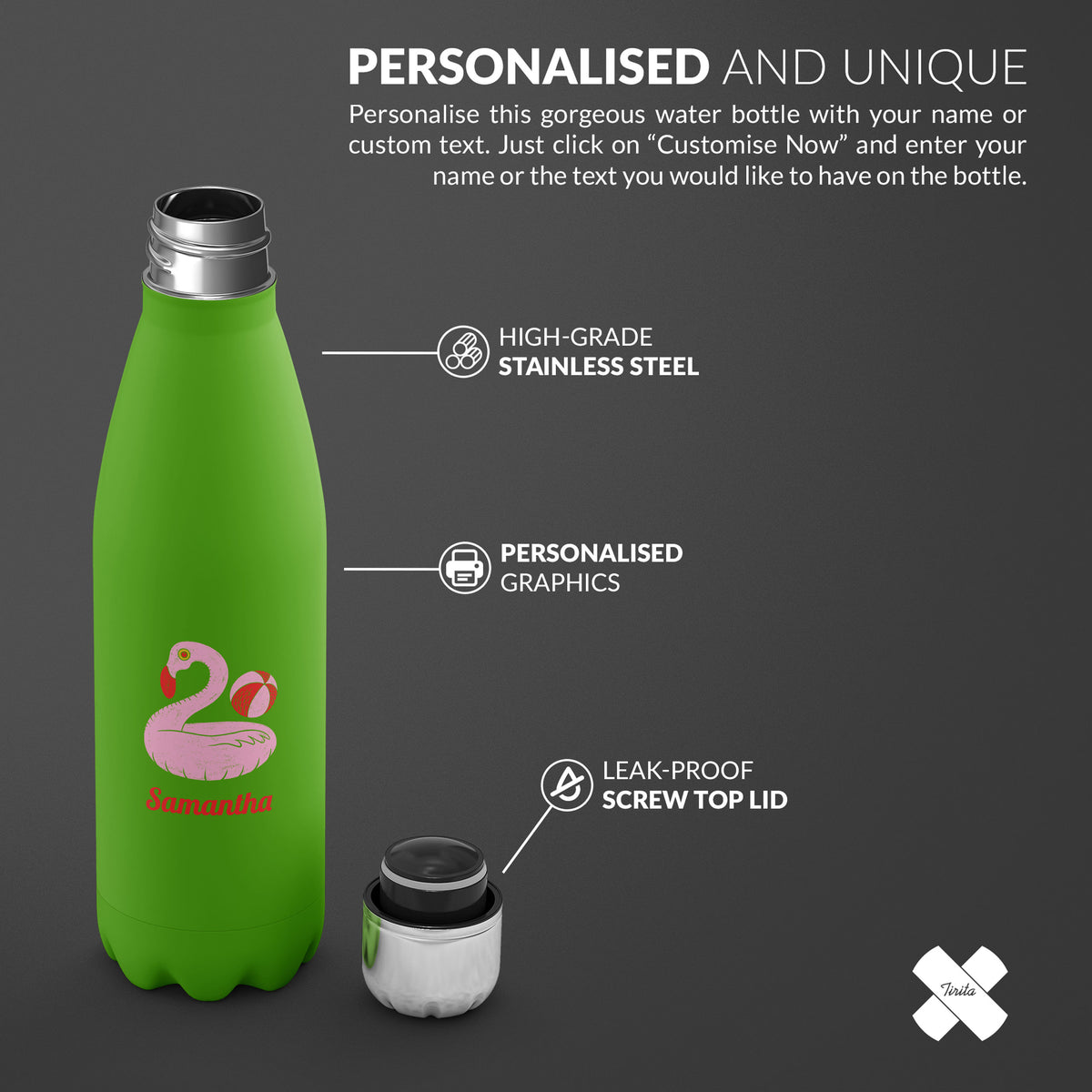 Personalised Water Bottle Flamingo Float
