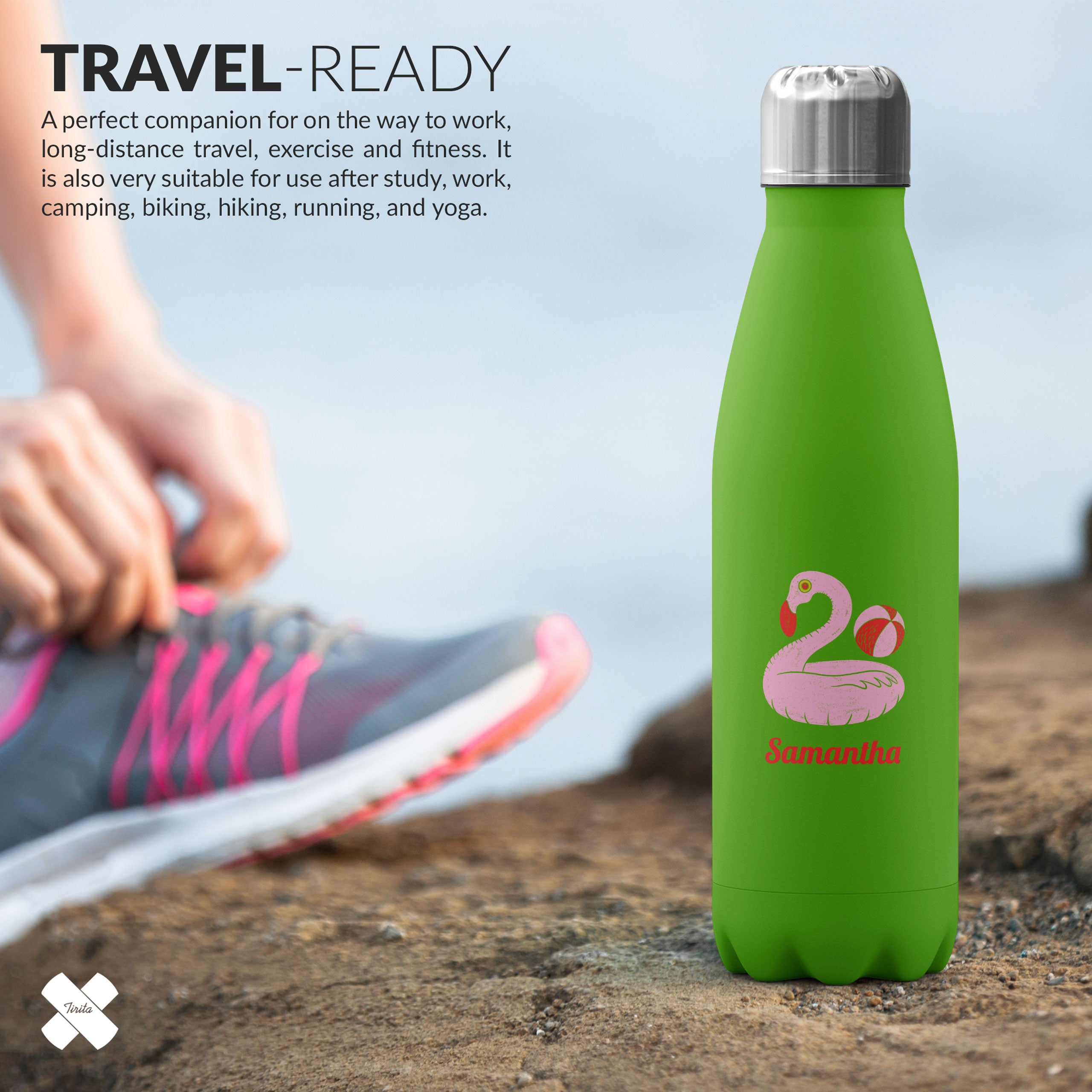 Personalised Water Bottle Flamingo Float