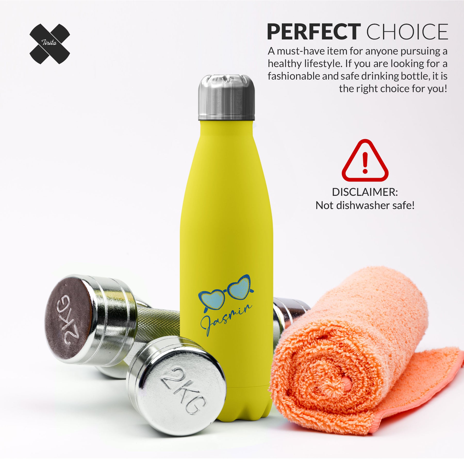 Personalised Water Bottle Heart Shape Glasses